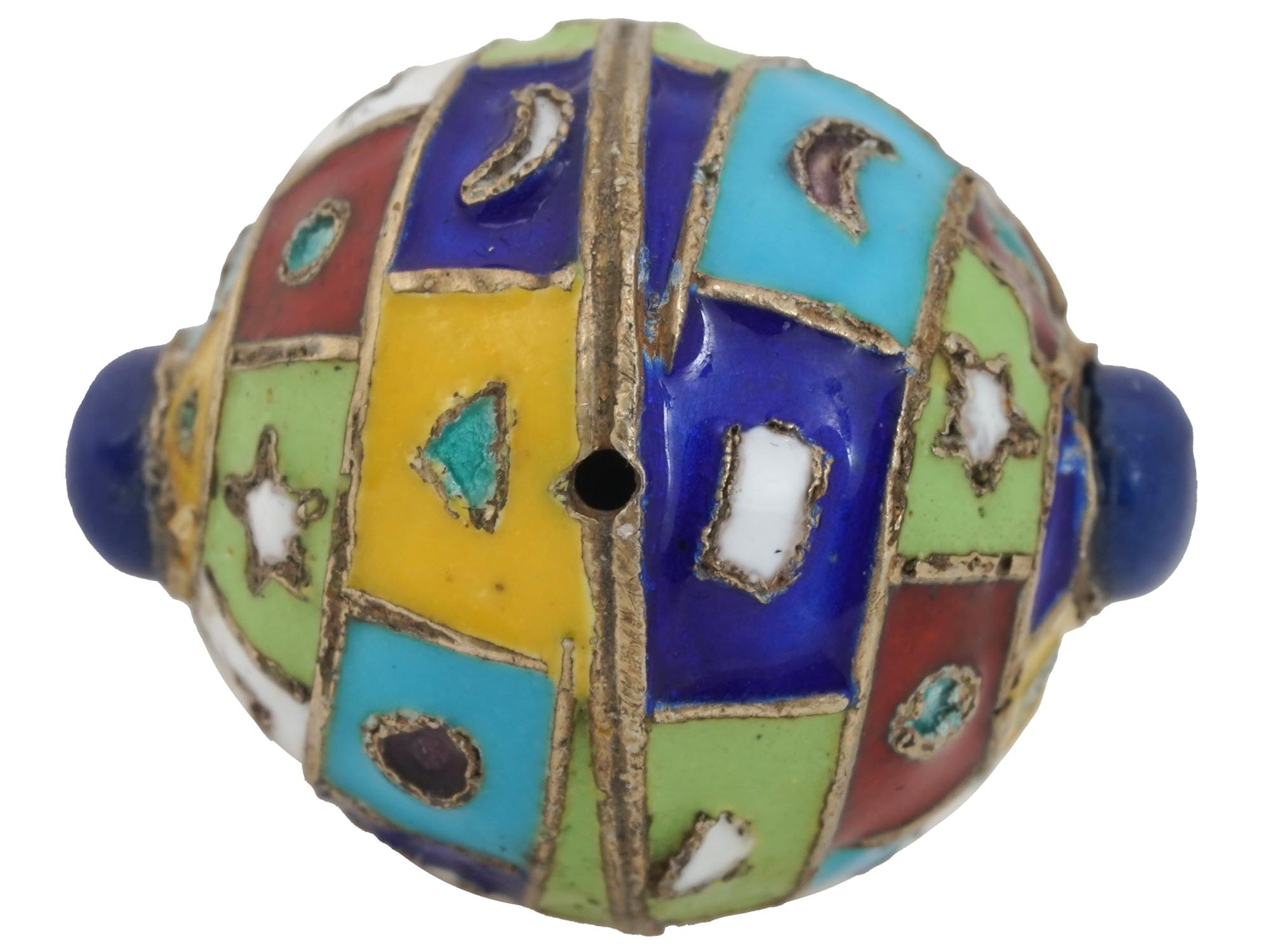 RUSSIAN GILT SILVER CLOISONNE ENAMEL EGG PENDANT PIC-3